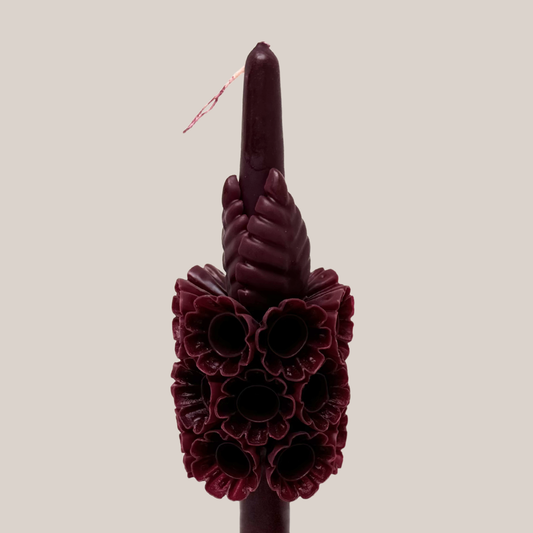 Conchita | Vela Candíl con Candelabro Rojo Borgoña