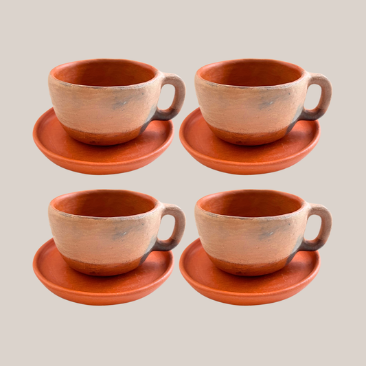 Set Tazas Bicolor con Plato
