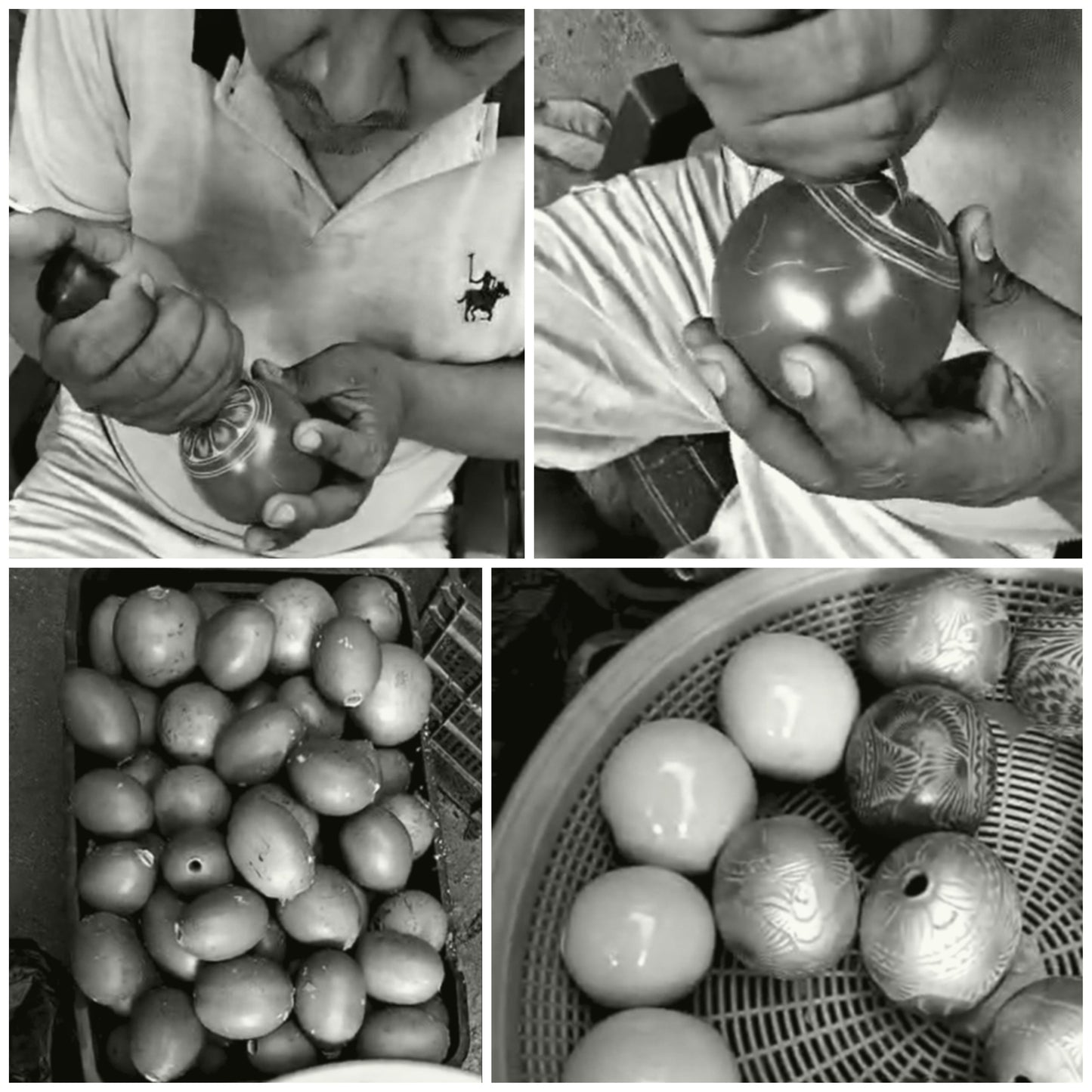 Set of 6 Natural Spheres | Hand Carved Gourd | Various colors