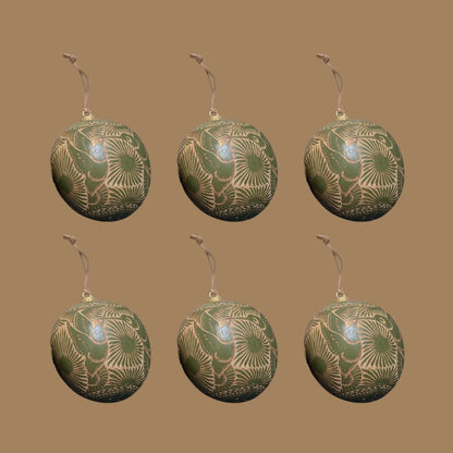 Natural Sphere with Suede Cord | Olive Green (Set 6 Pieces)