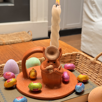 Set 2 Portavelas Conejos Músicos