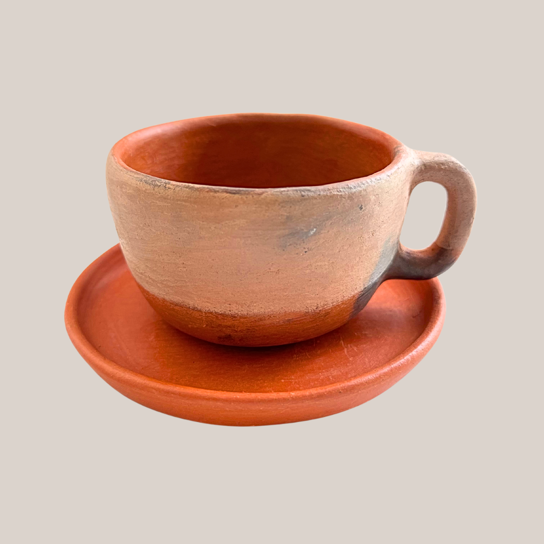 Set Tazas Bicolor con Plato