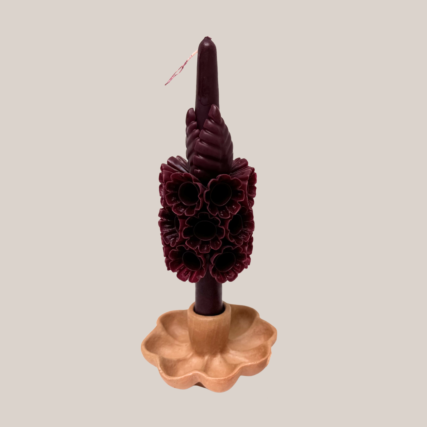 Conchita | Vela Candíl con Candelabro Rojo Borgoña