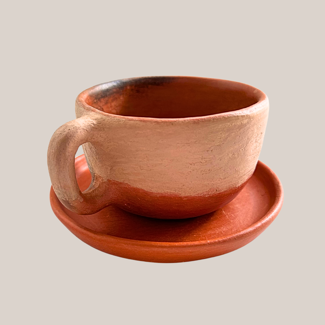 Set Tazas Bicolor con Plato